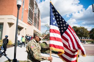 Soldier holding a flag