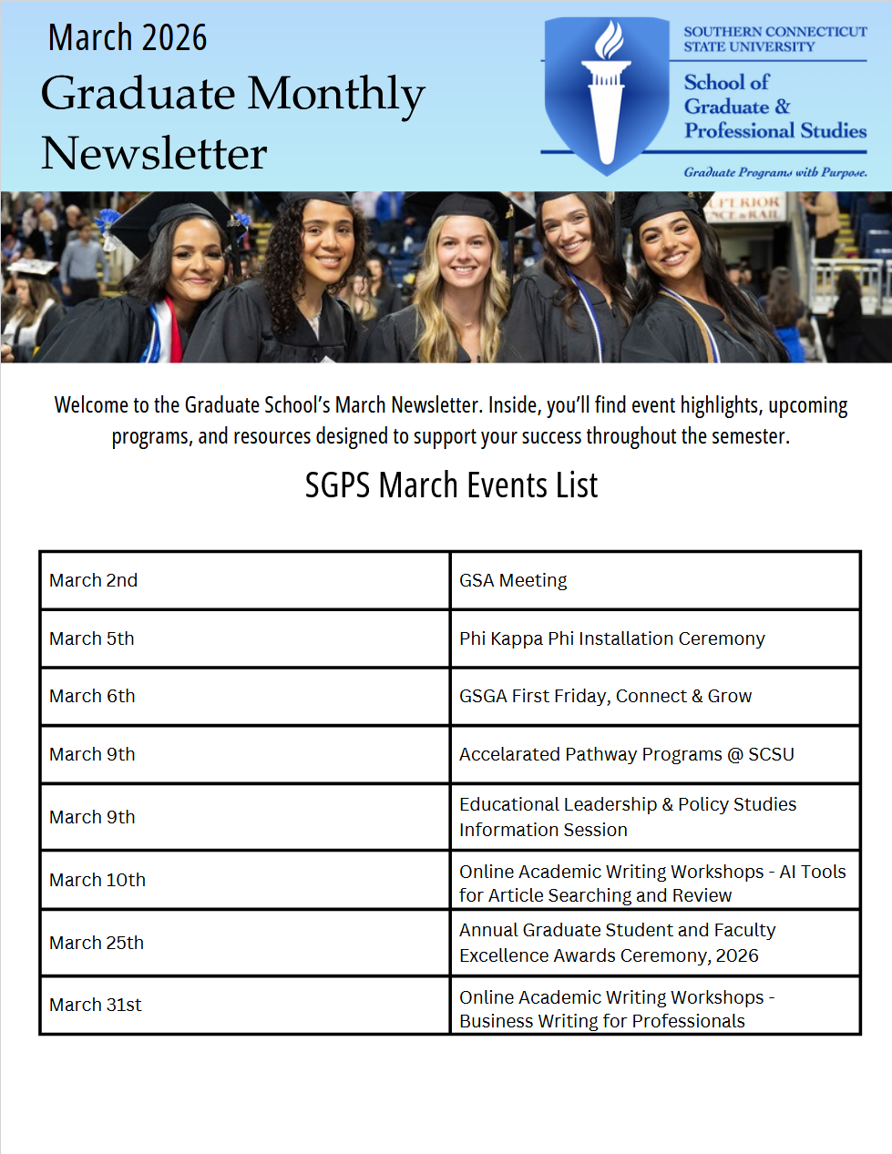 The March 2026 Graduate Monthly Newsletter