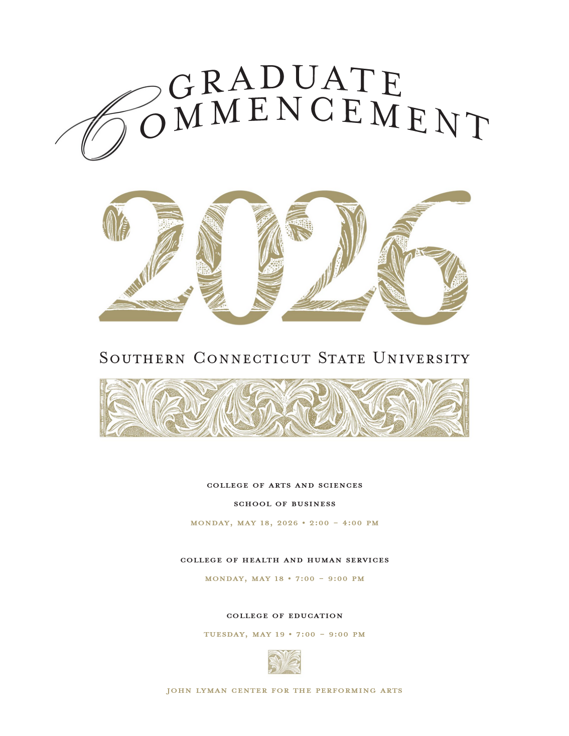 The cover of the 2026 Graduate Commencement Program
