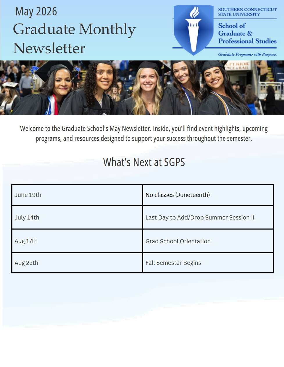 The Cover of the May 2026 Graduate Monthly Newsletter